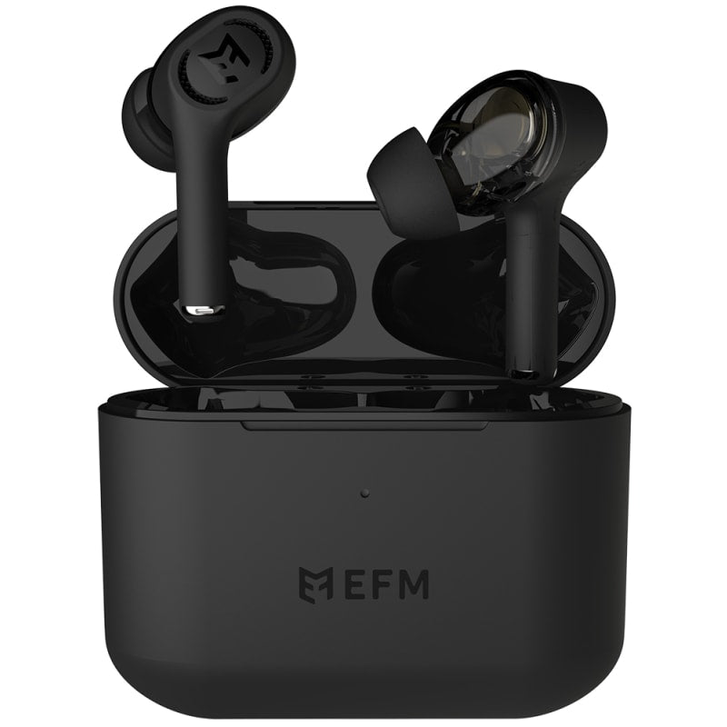 EFM TWS Atlanta Earbuds With Dual Drivers and Wireless Charging - Black