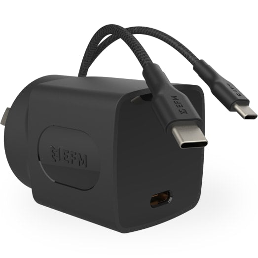 EFM 35W Wall Charger with 1.2M Type-C Braided Type-C Cable - Black