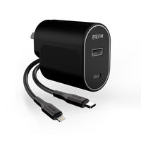Thumbnail for EFM 60W Dual Port Wall Charger With Type C to Lightning Cable 1M - Black