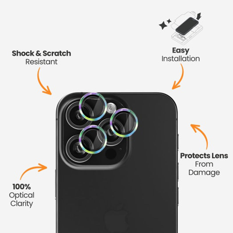 EFM Camera Lens Screen Armour  for iPhone 16 Pro and 16 Pro Max - Rainbow