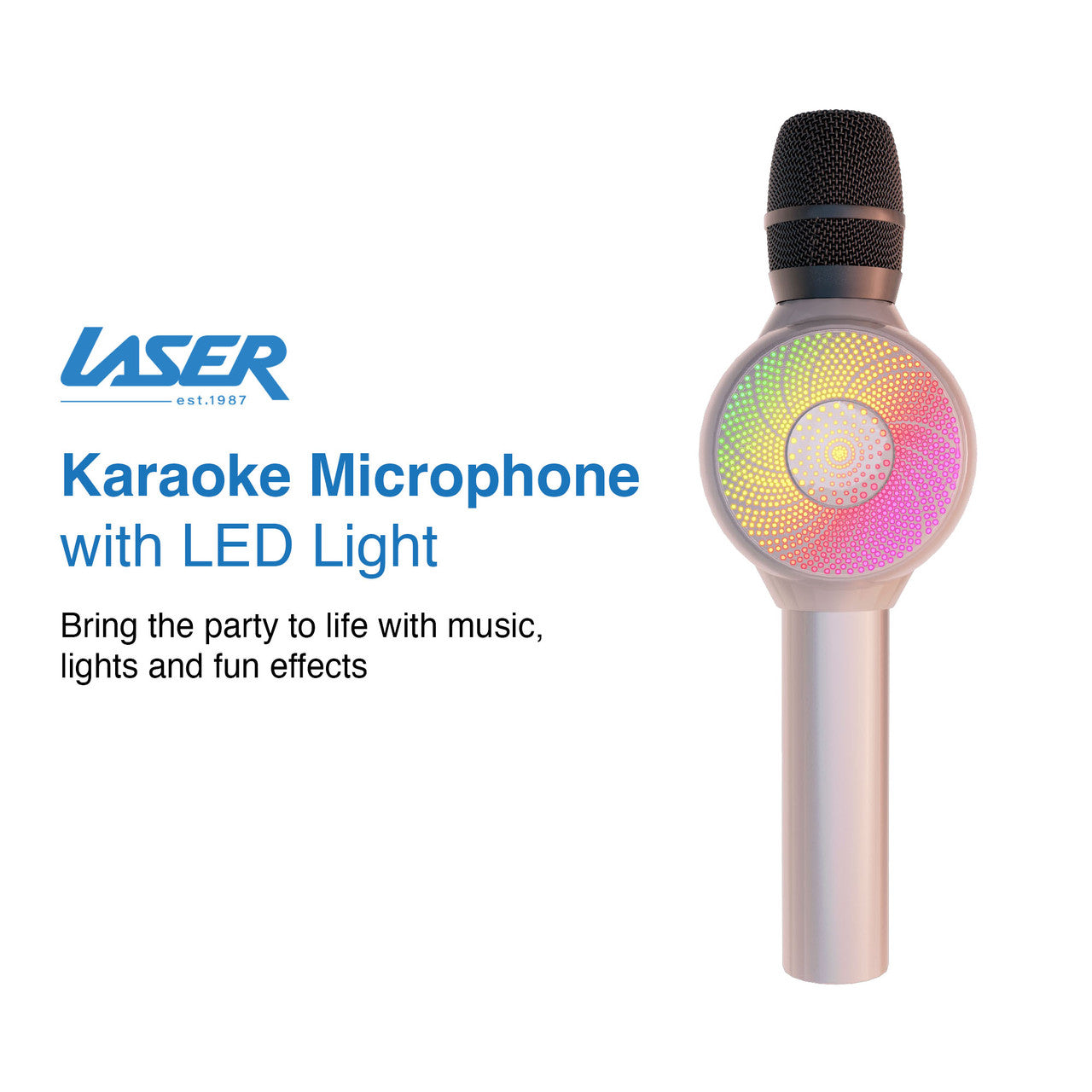 Laser LED Wireless Karaoke Microphone- Rose Gold