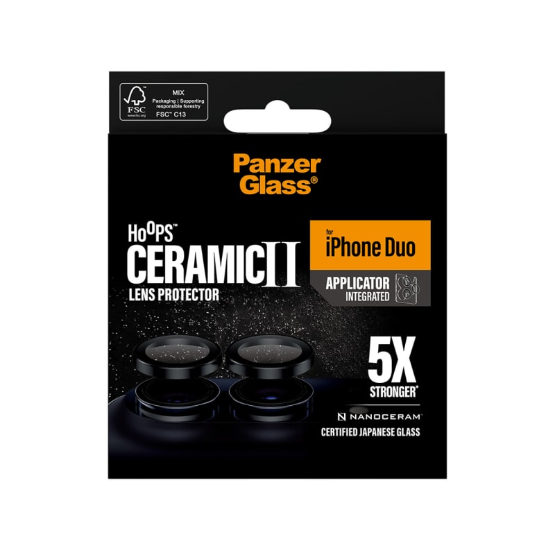 PanzerGlass Hoops Ceramic Camera Lens Protector for iPhone Duo - Clear