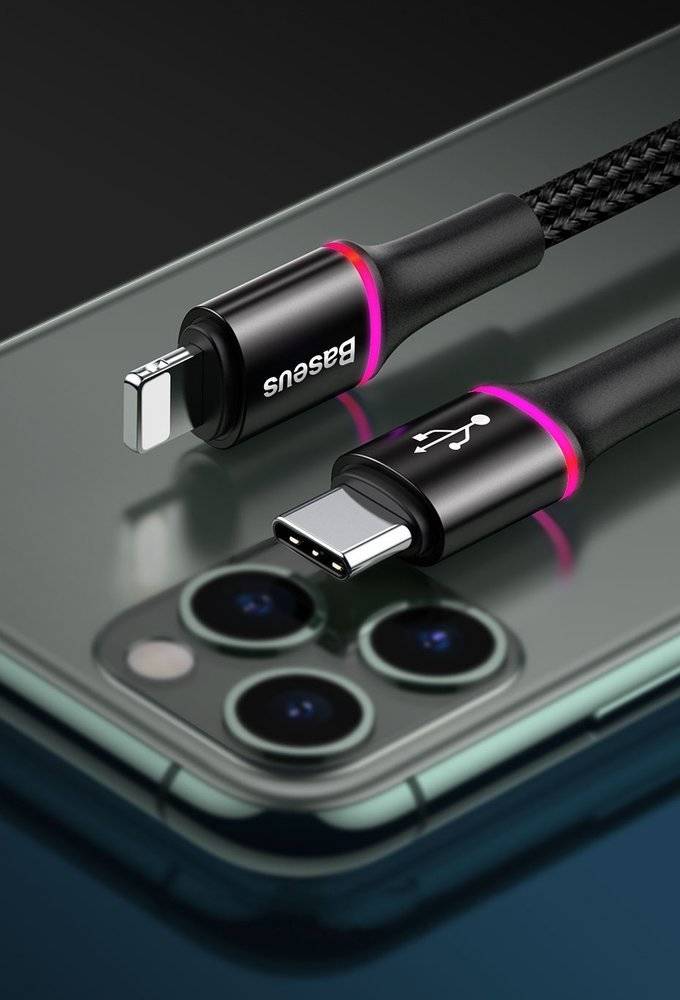 Baseus Halo USB-C to Lightning 20W  Cable Cord 1M - Black
