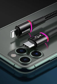 Thumbnail for Baseus Halo USB-C to Lightning 20W  Cable Cord 1M - Black
