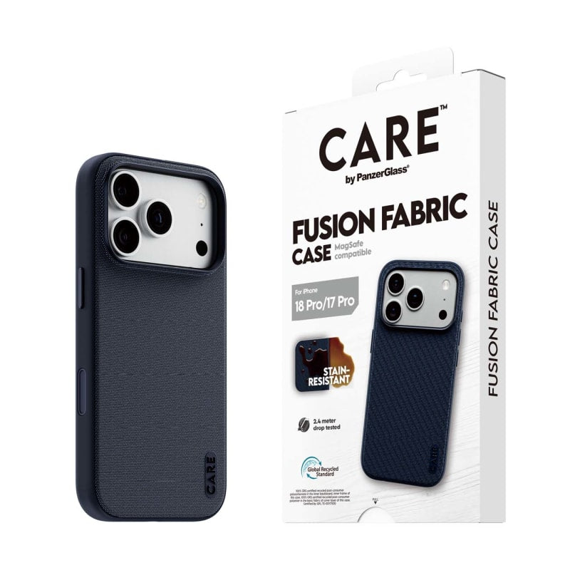 CARE by PanzerGlass Fusion Fabric MagSafe Case for iPhone 18 Pro, 17 Pro - Blue