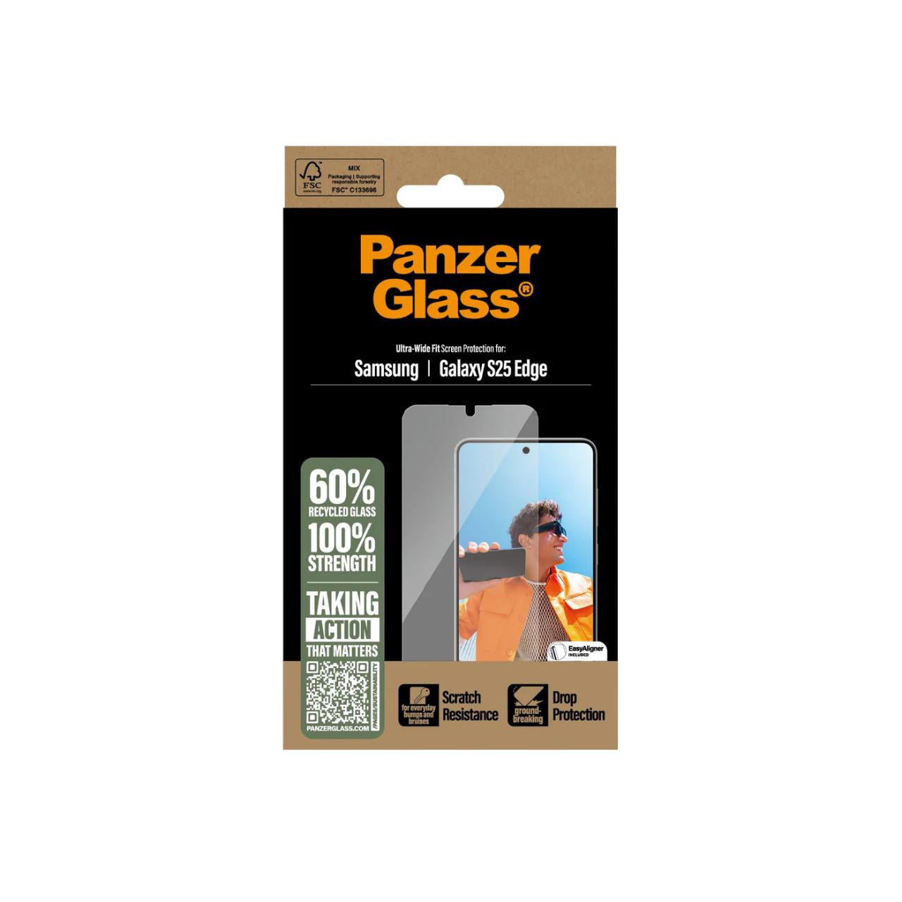 PanzerGlass UltraWide Fit Screen Protector for Samsung Galaxy S25 Edge- Clear
