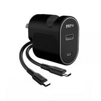 Thumbnail for EFM 30W Dual Port Wall Charger with Type C to Type C Cable 1M - Black