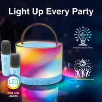 Laser Mini RGB Karaoke Speaker with 2 Wireless Mics - Blue