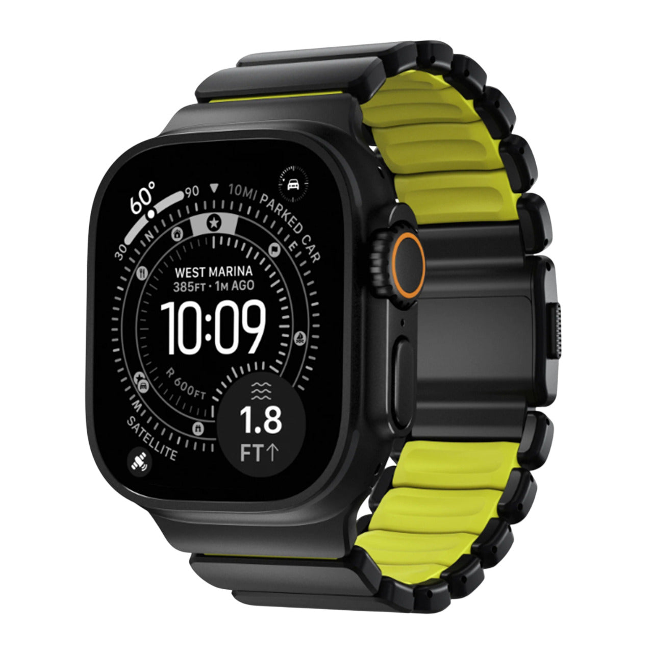 NOMAD Stratos for Apple Watch (49mm/ULTRA1&2) - Black/Volt