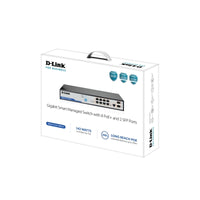 D-Link 10-Port Gigabit Smart Managed PoE+ Switch with 8 Long Reach PoE Ports + 2 SFP Ports - Black