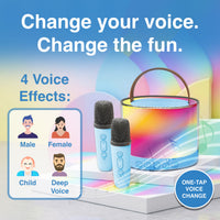 Laser Mini RGB Karaoke Speaker with 2 Wireless Mics - Blue