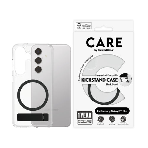 PanzerGlass CARE Kickstand with Magsafe Case for Samsung Galaxy S25+ (S25 Plus)- Clear/Black