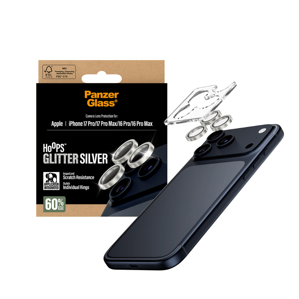 PanzerGlass Hoops Lens Protector for iPhone 17 Pro/17 Pro Max - Glitter Silver