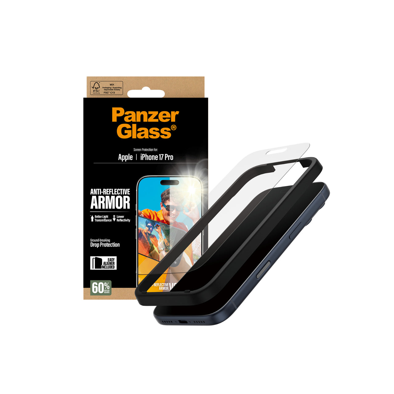 PanzerGlass UltraWide Fit Anti-Reflective Screen Protector for iPhone 17 Pro