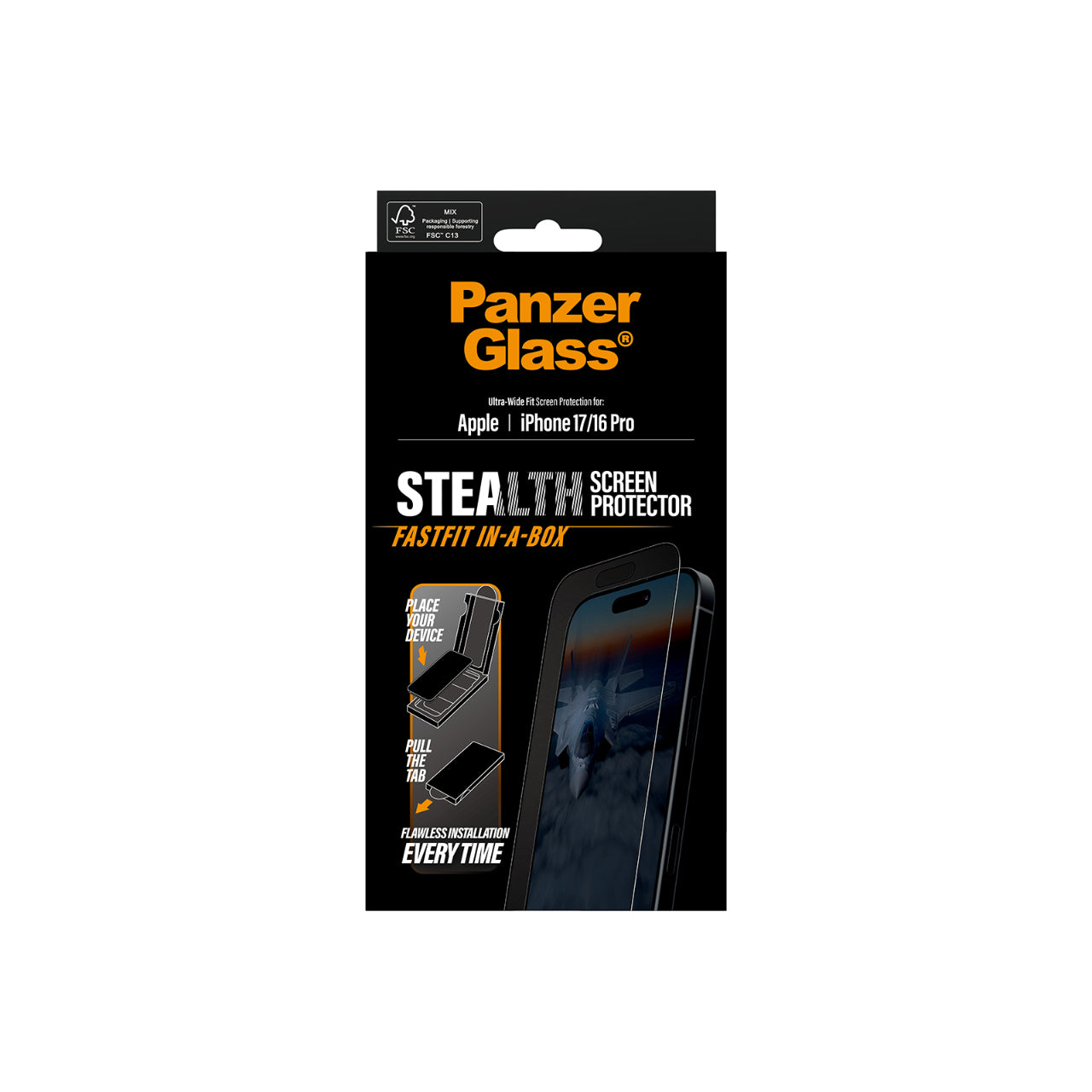 PanzerGlass UltraWide Fit Stealth Screen Protector with Fastfit in-a-box iPhone 17