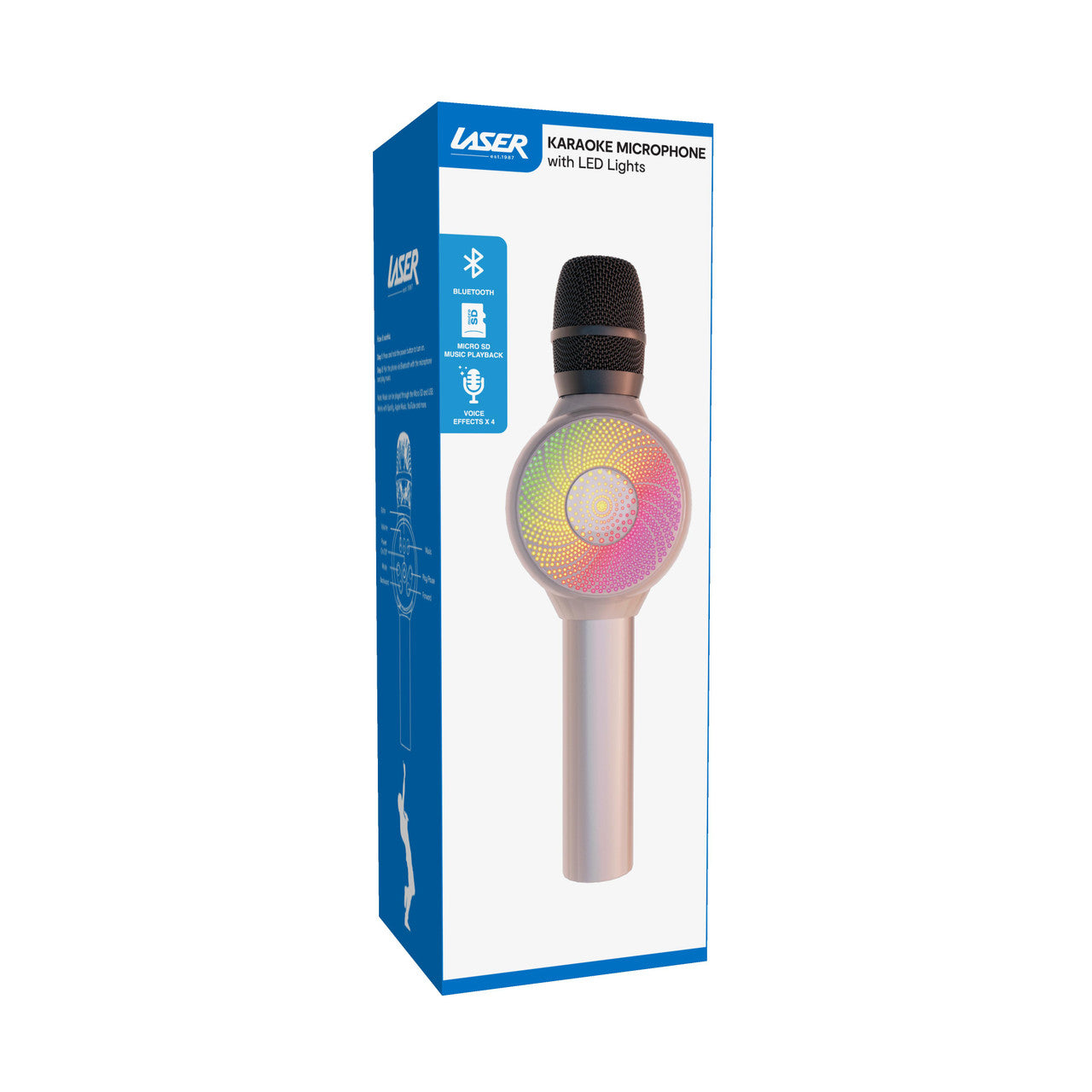 Laser LED Wireless Karaoke Microphone- Rose Gold