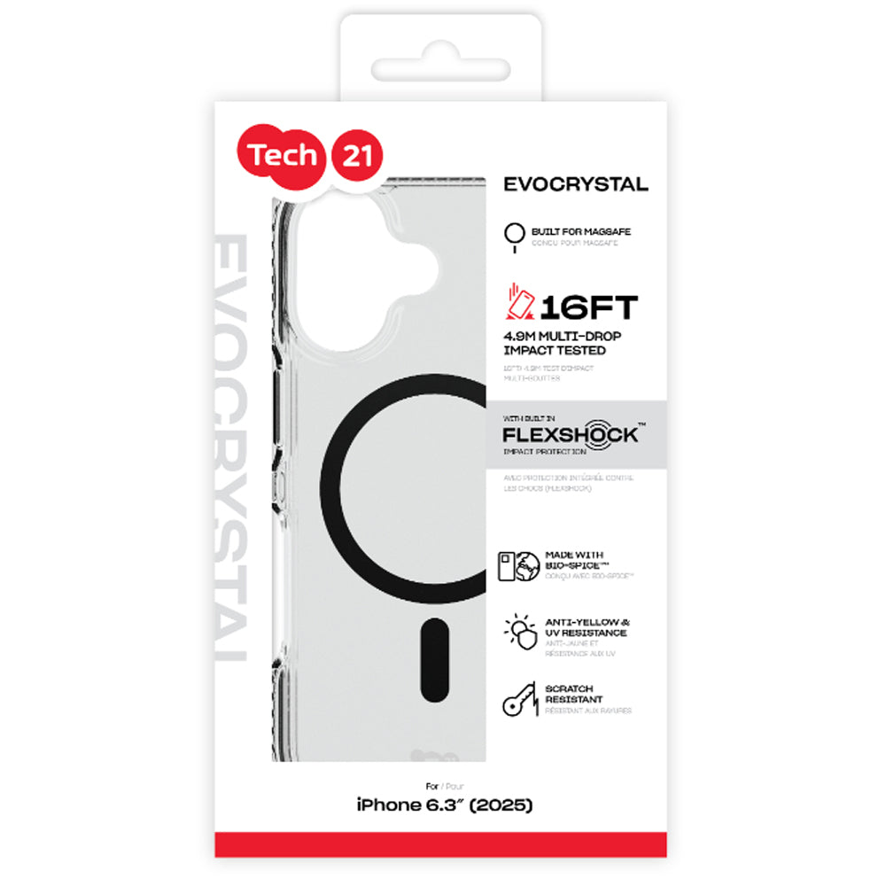 Tech21 EvoCrystal MagSafe Case for iPhone 17 - Clear/Black