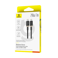 Thumbnail for Baseus Dura Fast Charging Data Cable USB-C to USB-C 240W 1M for 15 / 16 / 17 Series - Gold Black