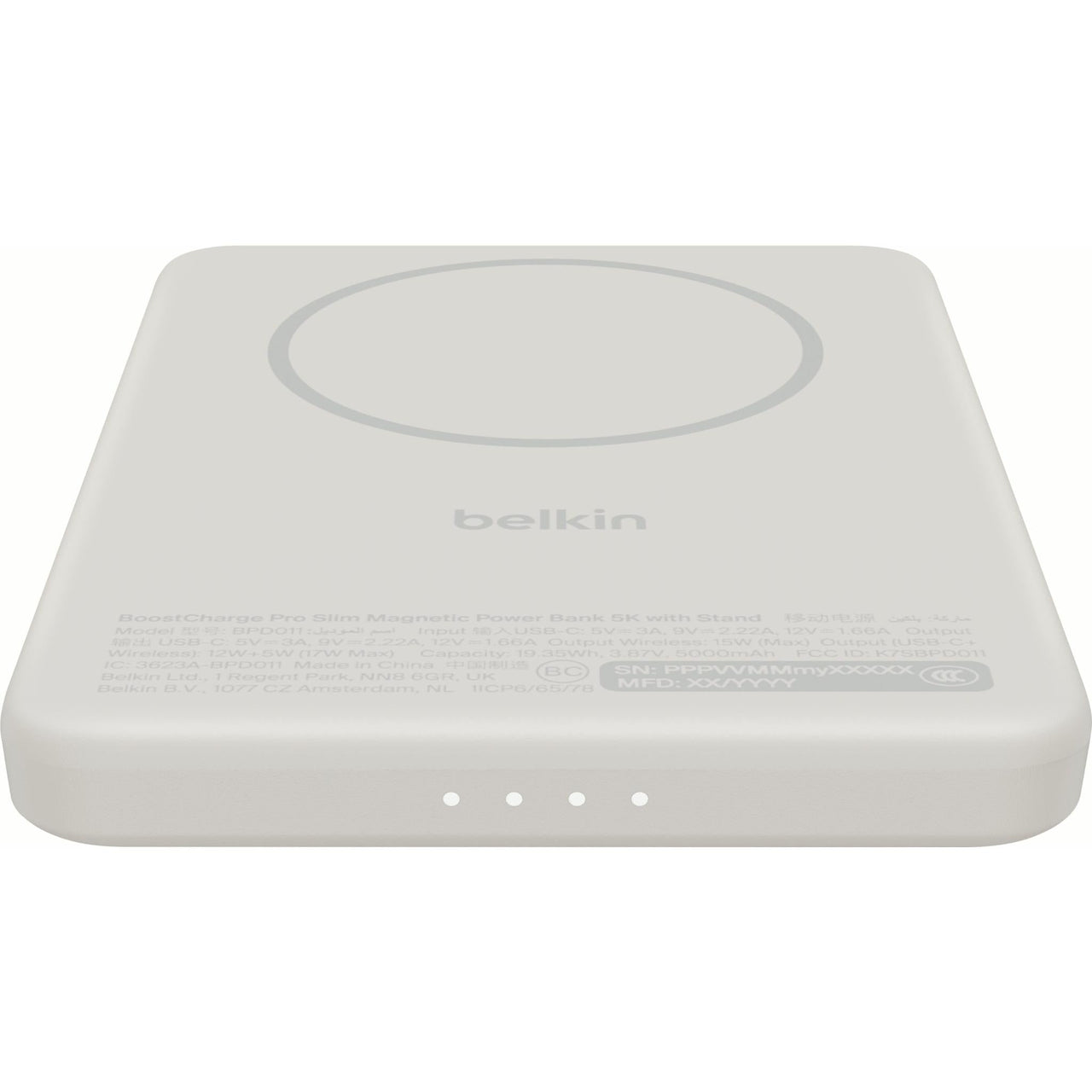 Belkin BoostCharge SLIM Magnetic 5K Power Bank Qi2(15W) + Kickstand - Sand Grey