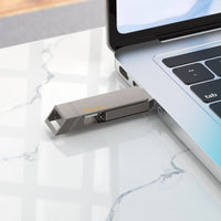 Thumbnail for HOCO UD15 2-in-1 High Speed Zinc alloy Flash Drive (USB-A & USB-C) - Metal gray