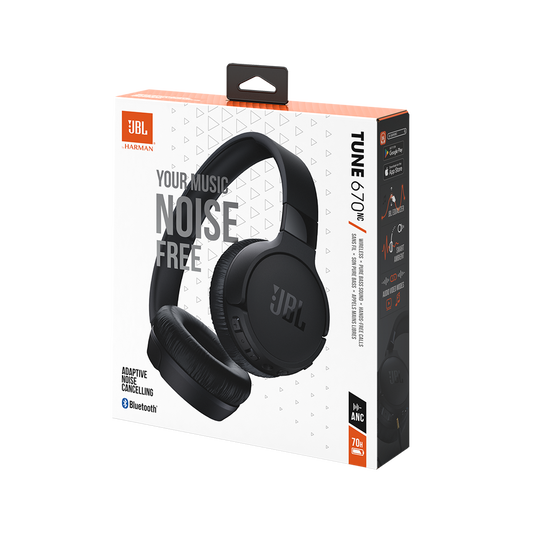 JBL Tune 670 BT ANC Wireless Noise Cancelling Headphones - Black 70H Battery