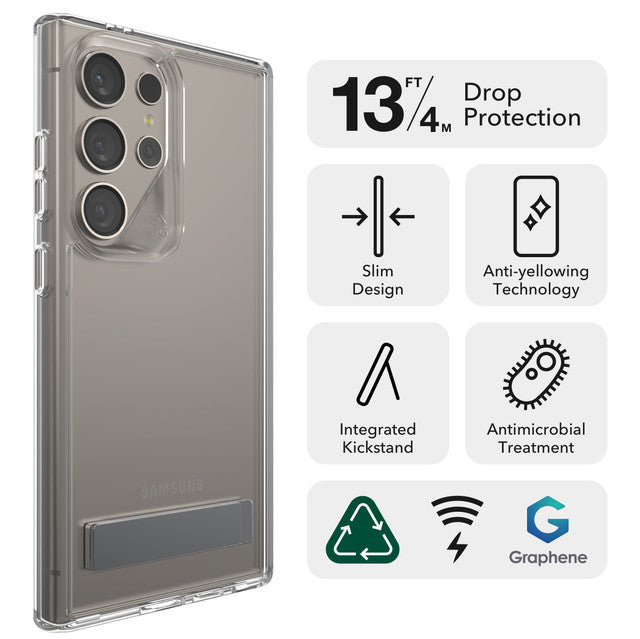 ZAGG Crystal Palace Samsung Galaxy S24 Ultra Case with Kickstand - Clear