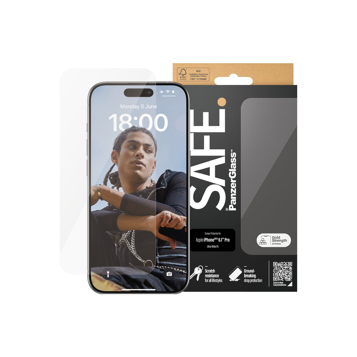 Panzer Glass SAFE Ultra Wide Fit Screen Protector for iPhone 15 Pro