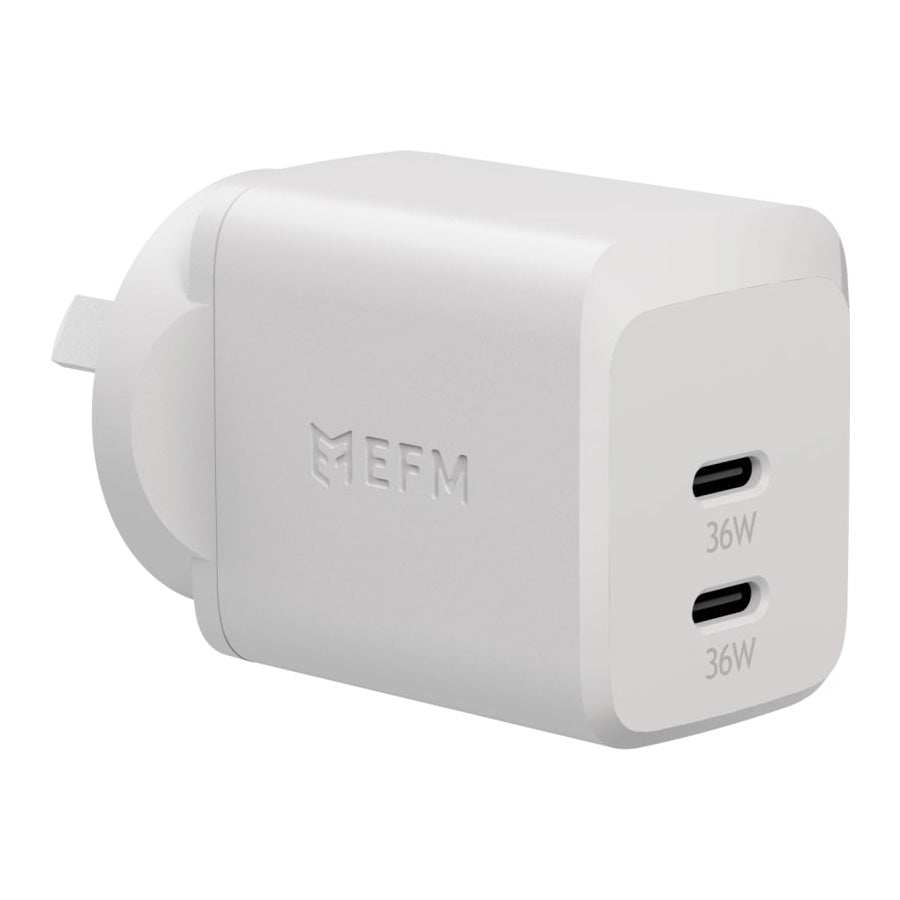 EFM ECO 36W Dual Port Wall Charger with Power Delivery and PPS - White