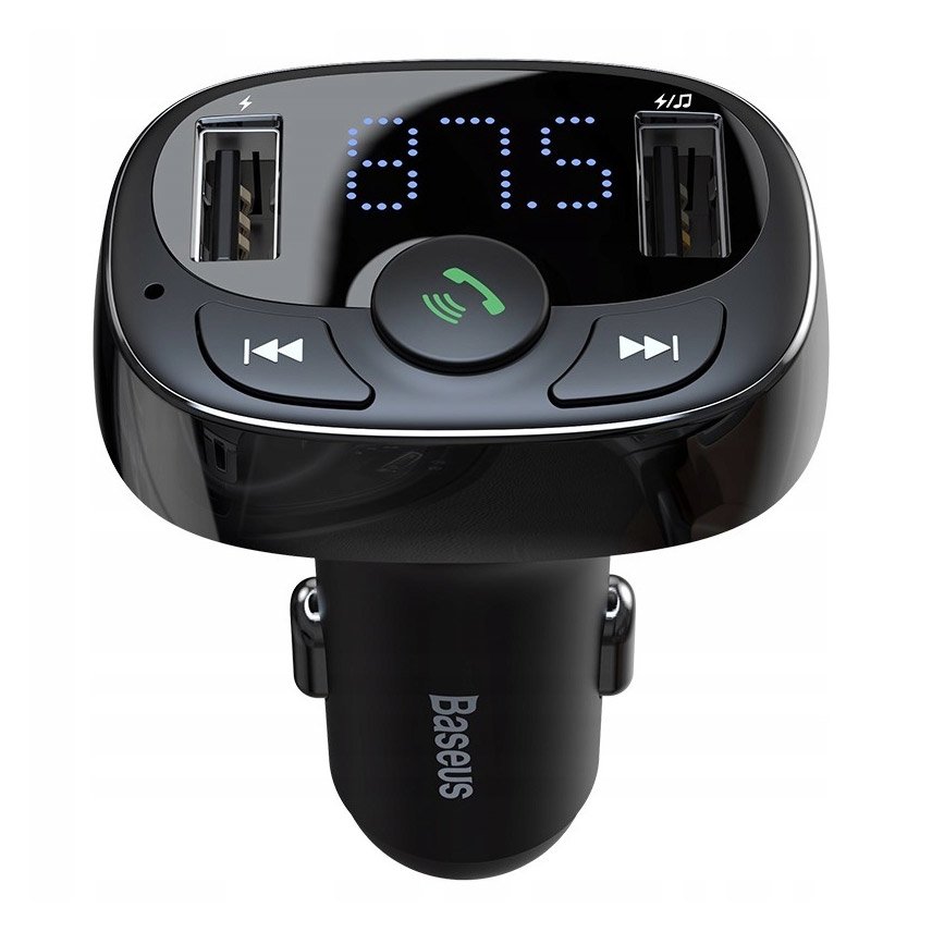 Baseus Car Bluetooth MP3 FM Transmitter Charger ( Micro SD+ DUAL USB charging) - Black