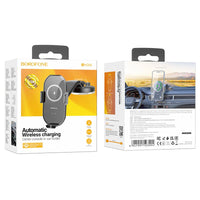 Thumbnail for Borofone Rusher Infrared Wireless Fast Charging Car Holder(Center Console) - Black