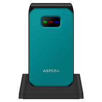 Thumbnail for Aspera F46 Seniors 4G BIG button FLIP mobile phone with CRADLE- Black / Green