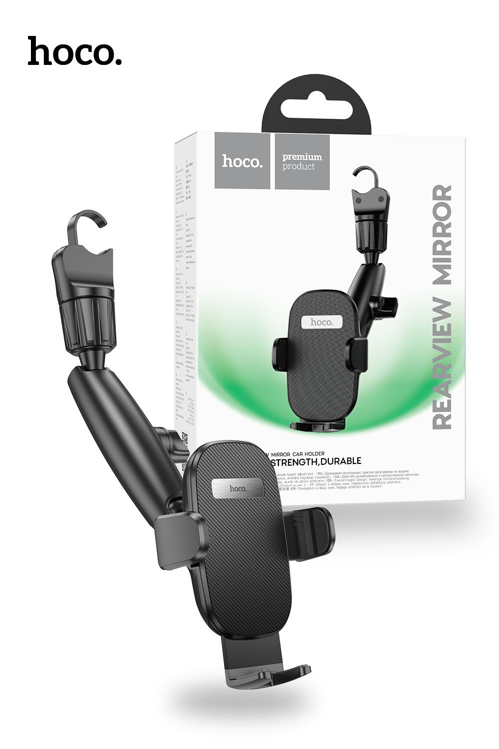 Hoco H17 Waves Rear view Mirror Car Holder DUAL Axis Design- Black