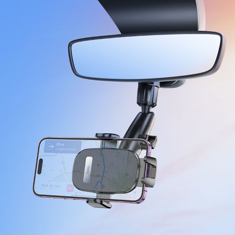 Hoco H17 Waves Rear view Mirror Car Holder DUAL Axis Design- Black