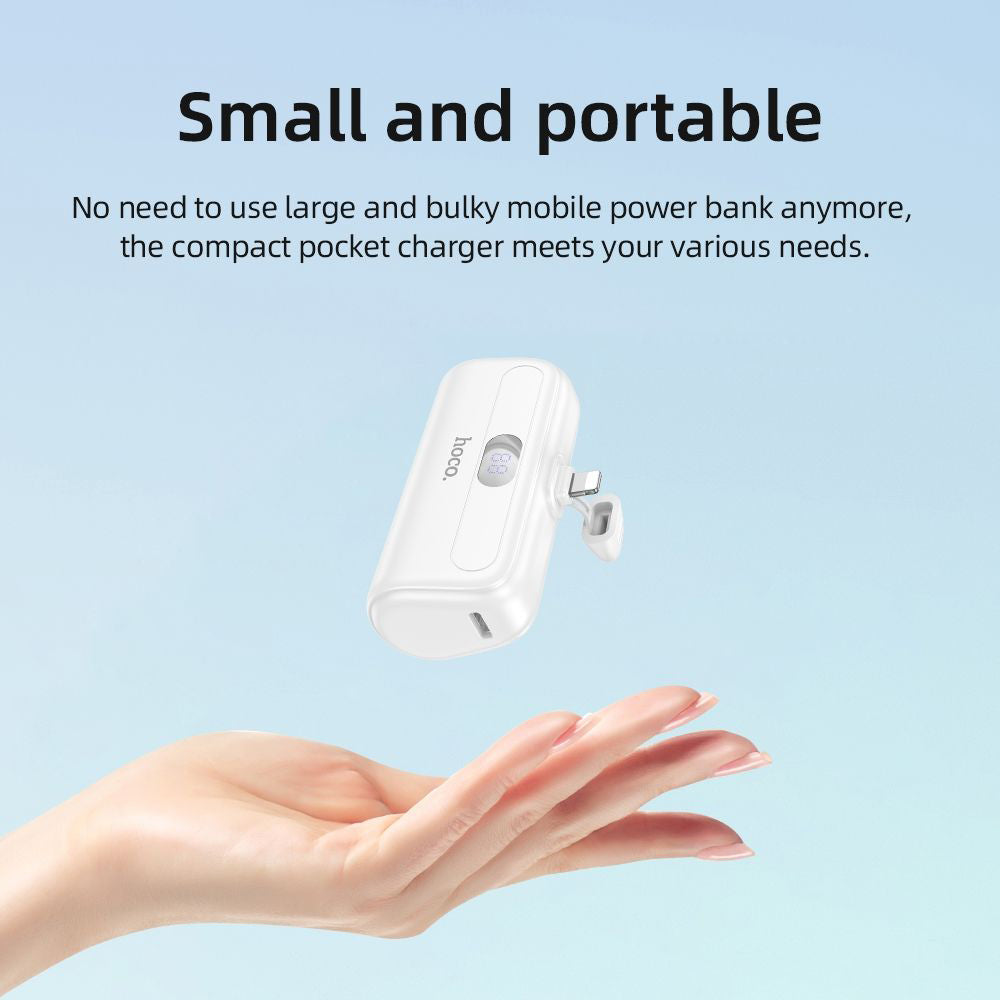 Hoco J116 5000mAh Pocket Power Bank with USB-C Connector - White