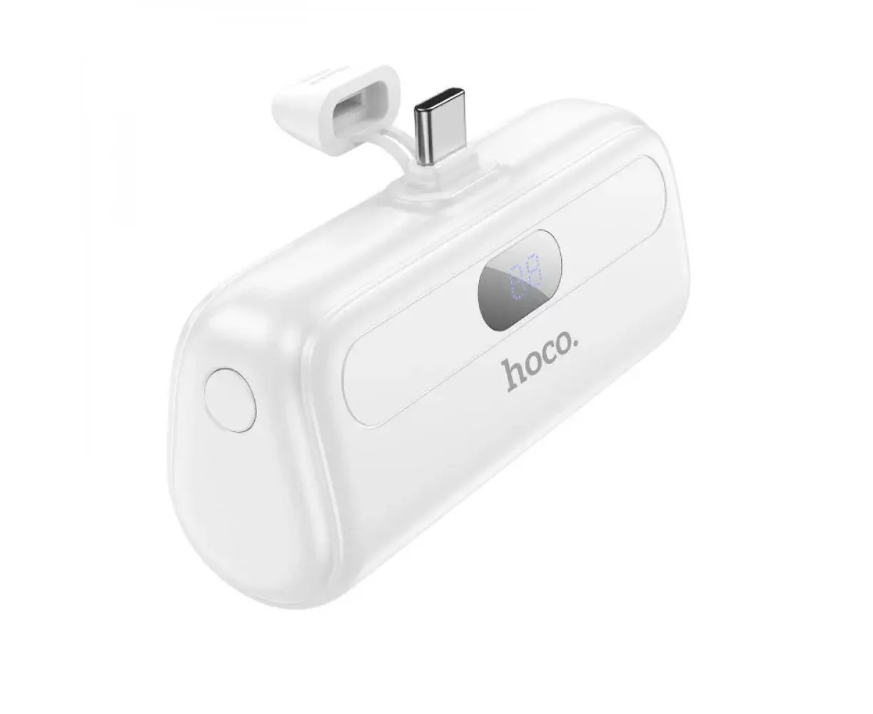 Hoco J116 5000mAh Pocket Power Bank with USB-C Connector - White