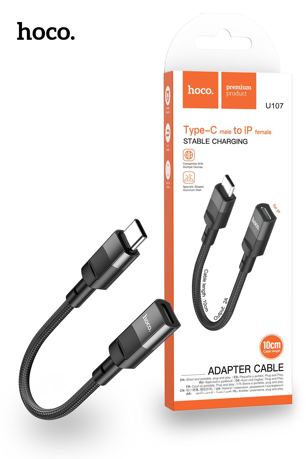 Hoco U107 USB-C Male To Lightning Female Adapter for CHARGING ONLY - Black