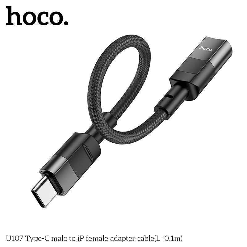 Hoco U107 USB-C Male To Lightning Female Adapter for CHARGING ONLY - Black