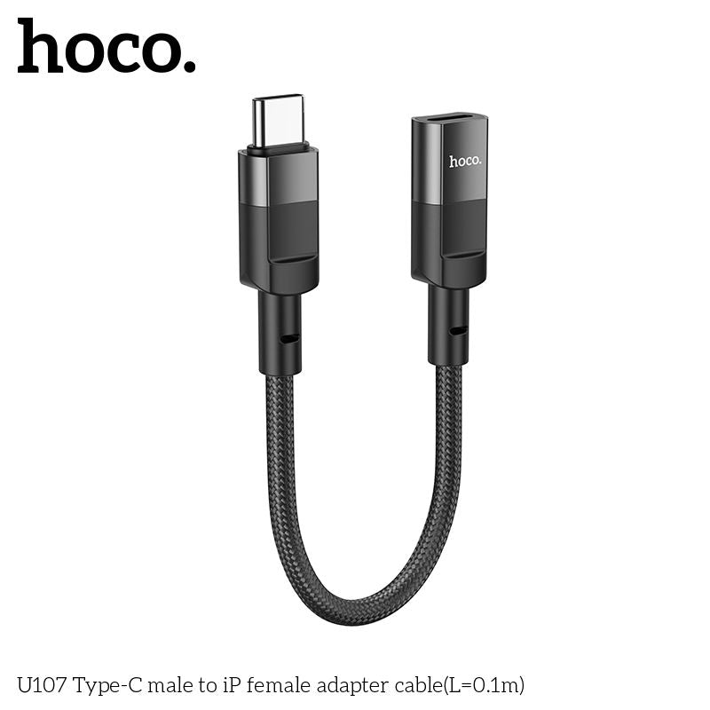 Hoco U107 USB-C Male To Lightning Female Adapter for CHARGING ONLY - Black