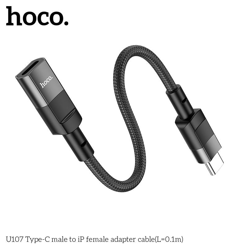 Hoco U107 USB-C Male To Lightning Female Adapter for CHARGING ONLY - Black
