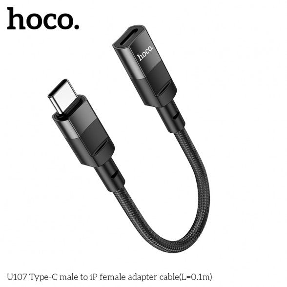 Hoco U107 USB-C Male To Lightning Female Adapter for CHARGING ONLY - Black