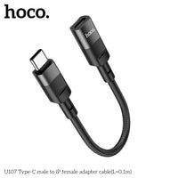 Thumbnail for Hoco U107 USB-C Male To Lightning Female Adapter for CHARGING ONLY - Black