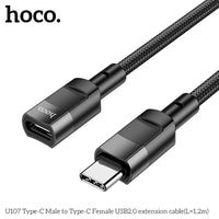 Thumbnail for Hoco U107 USB-C Extension Cable  Braided 120cm (1.2m) - Black