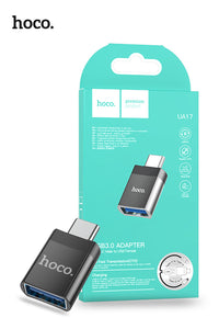 Thumbnail for Hoco UA17 USB-C Male to USB-A Female OTG Adapter - Black