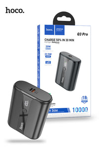 Thumbnail for Hoco Q3 Pro Mini Size QC Charge LED PD 22.5W+20W Power Bank 10000mAh - Black