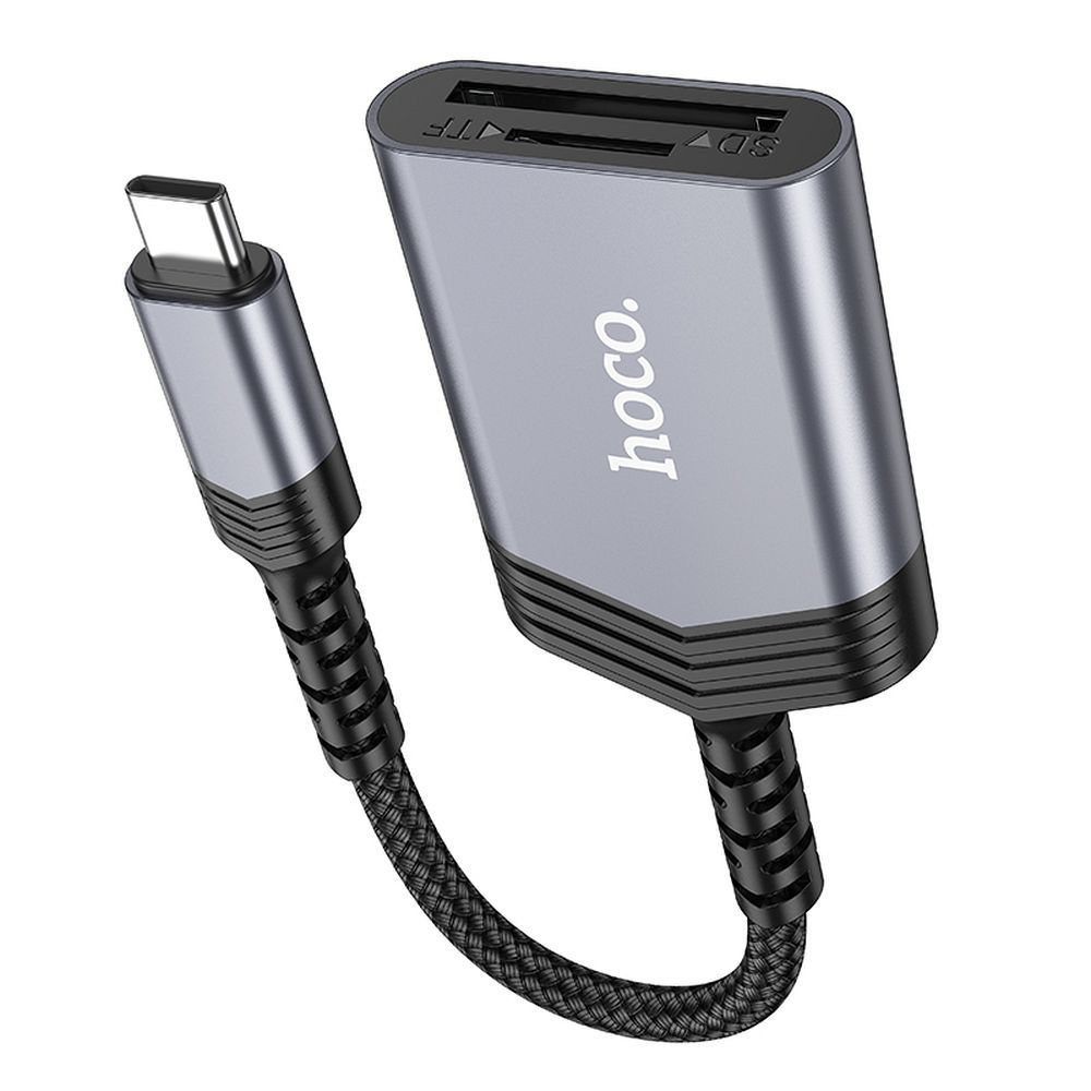 Hoco UA25C USB-C 2 in 1 Card Reader - Gray