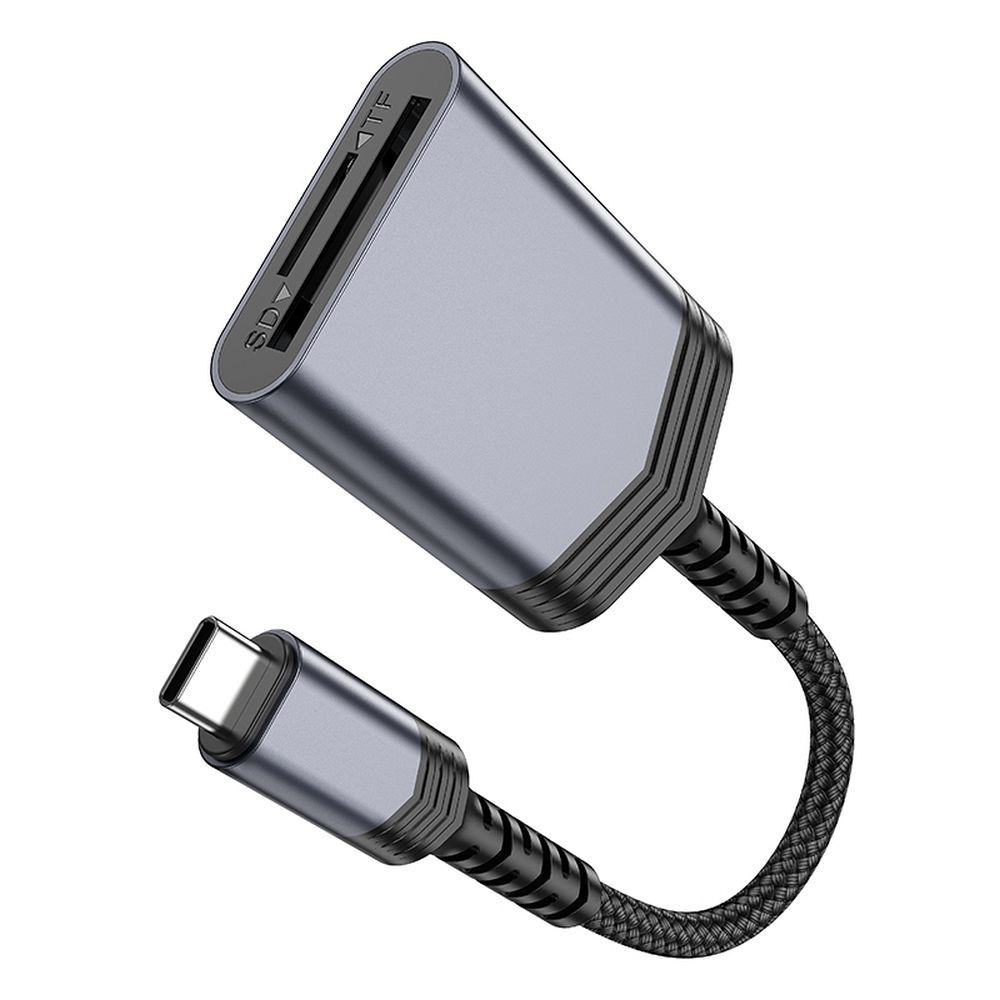 Hoco UA25C USB-C 2 in 1 Card Reader - Gray