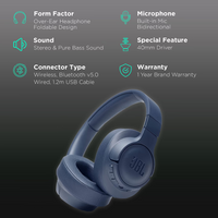 Thumbnail for JBL Tune 710BT Wireless Over-Ear Headphones - Blue