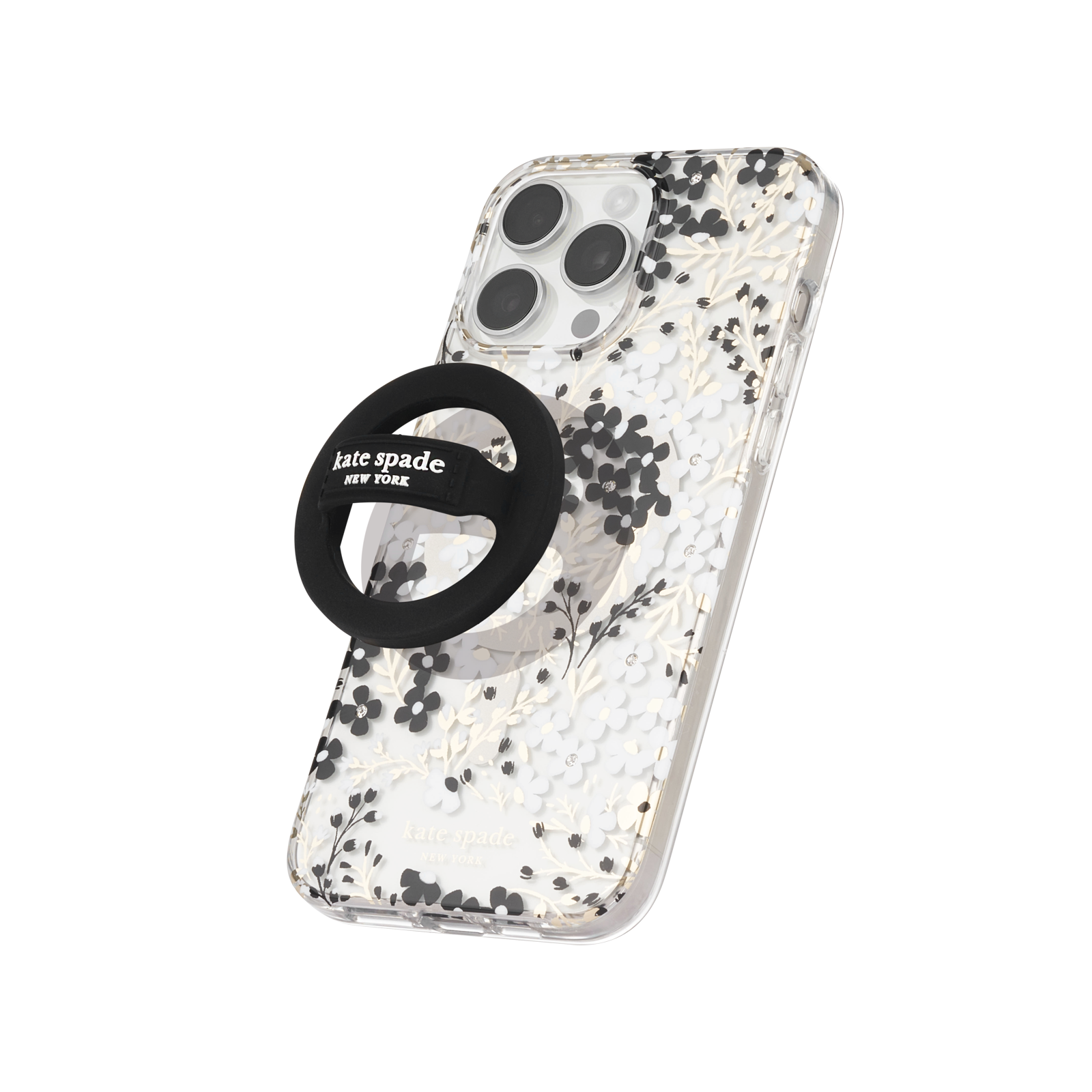 Kate Spade New York Magnetic Phone Loop Grip - Removable and Collapsible - Black
