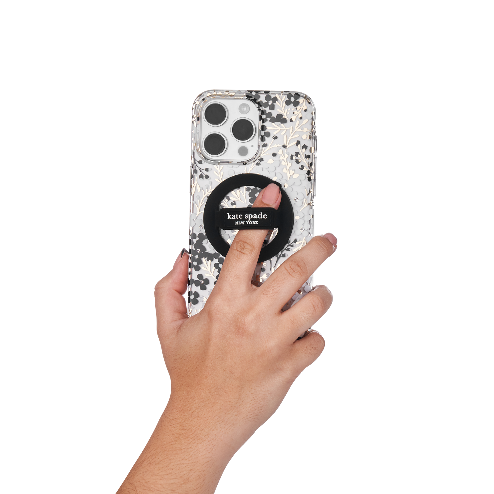Kate Spade New York Magnetic Phone Loop Grip - Removable and Collapsible - Black