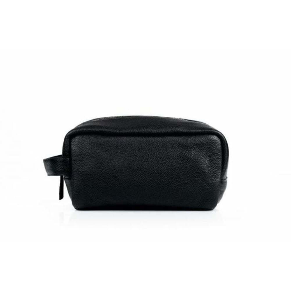 Leather United Unisex Dopp Toiletry Kit Bag - Black (Genuine Leather)
